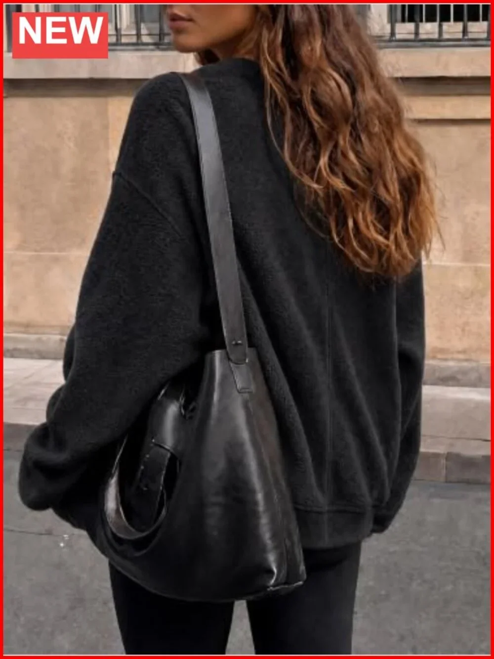 Womens Oversized Polar Fleece Sweatshirt Fuzzy Pullover Crewneck Fall